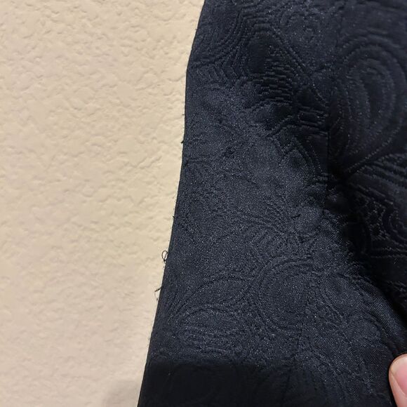 VTG Talbots Duster Trench Coat Womens Size 8 Black Floral Jacquard Midi Jacket - Picture 7 of 7